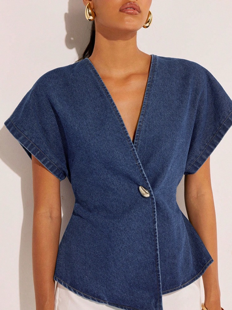Summer Clothing Wraps - Camicetta in denim blu scuro da