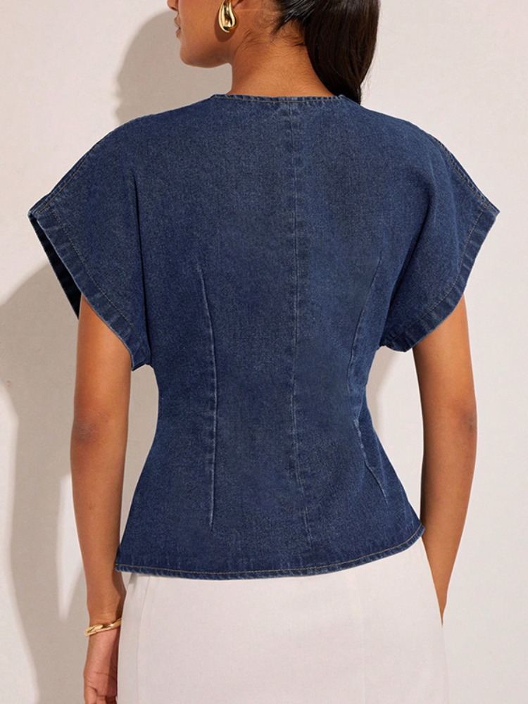 Camicetta in denim blu scuro d - Summer Clothing Wraps recensione e prezzo